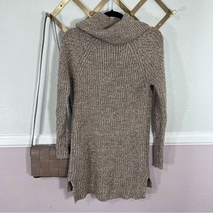 A New Day Target Brand XS White Tan Marbled Cowl-neck Knitted Sweater